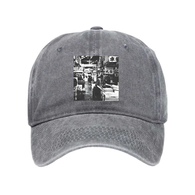 Tsukiji Fish Market Photo Washed Cap