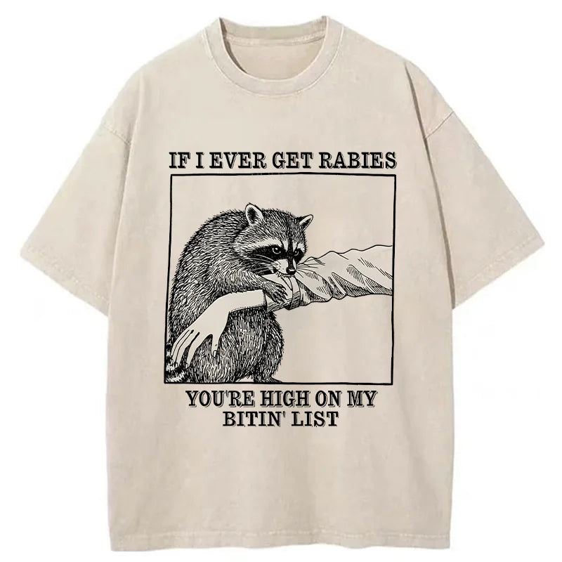 Unisex Raccoon Bites Washed T-Shirt