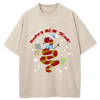 Snake Wearing Scarf And Hat Washed T-Shirt