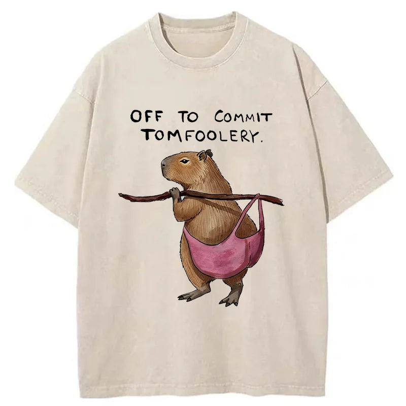 Unisex Capybaras That Do Bad Things Washed T-Shirt