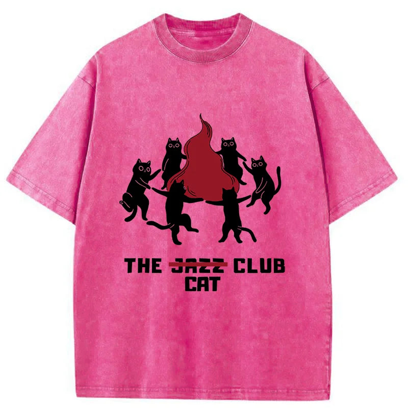 Unisex Cat Party Washed T-Shirt