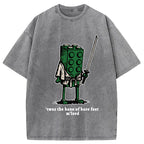 Funny Building Blocks Samurai Washed T-Shirt