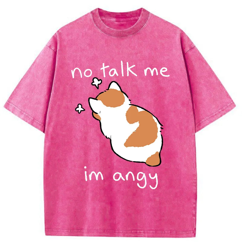Unisex Cat Refused To Communicate Washed T-Shirt