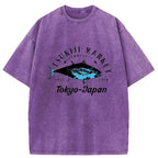 Tsukiji Fish Market Blue Fish Washed T-Shirt