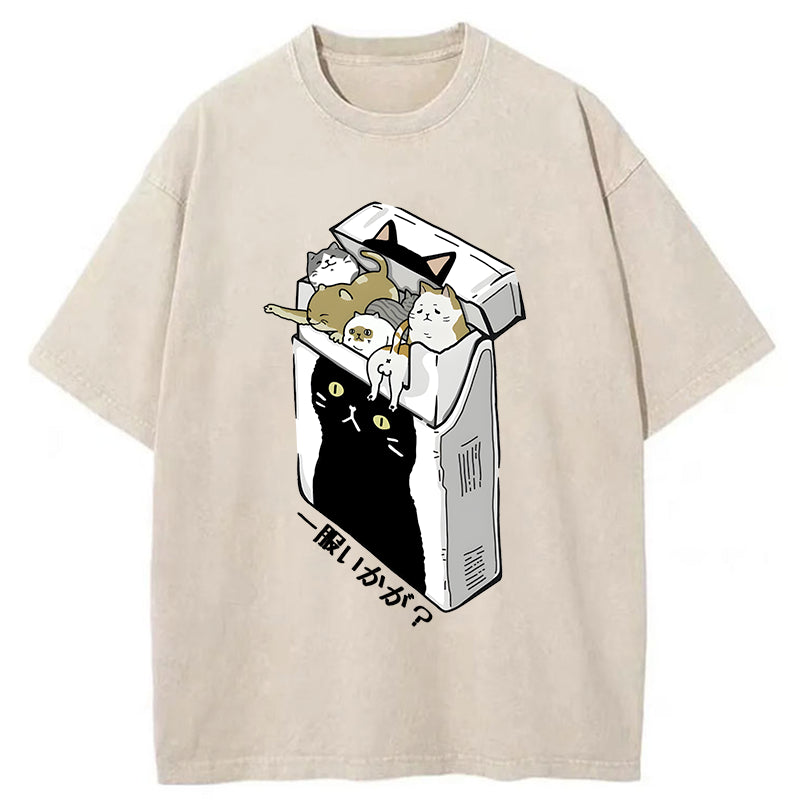 Unisex Have A Catgarette？ Washed T-Shirt