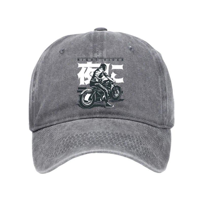 Motorcyclist Japanese Night Rider Washed Cap