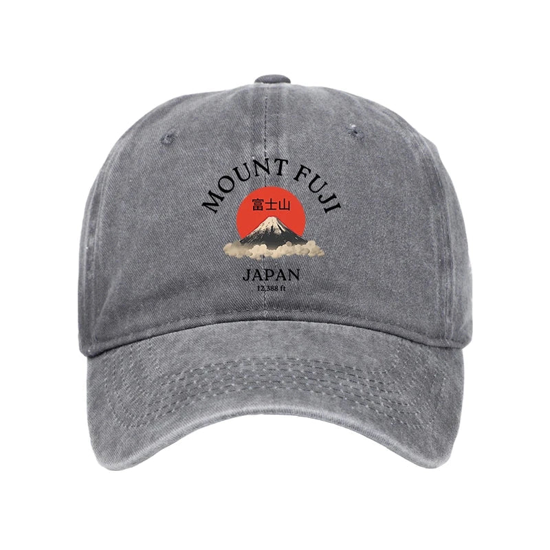 Japan Mount Fuji Sun Unisex Washed Cap