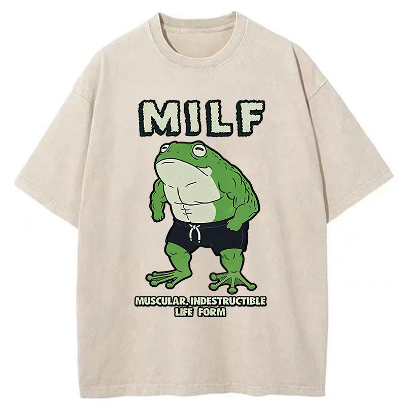 Unisex MILF Frog Washed T-Shirt