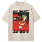 Unisex Frog Eating Spaghetti Washed T-Shirt