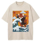 The Great Wave Off Red Panda Washed T-Shirt
