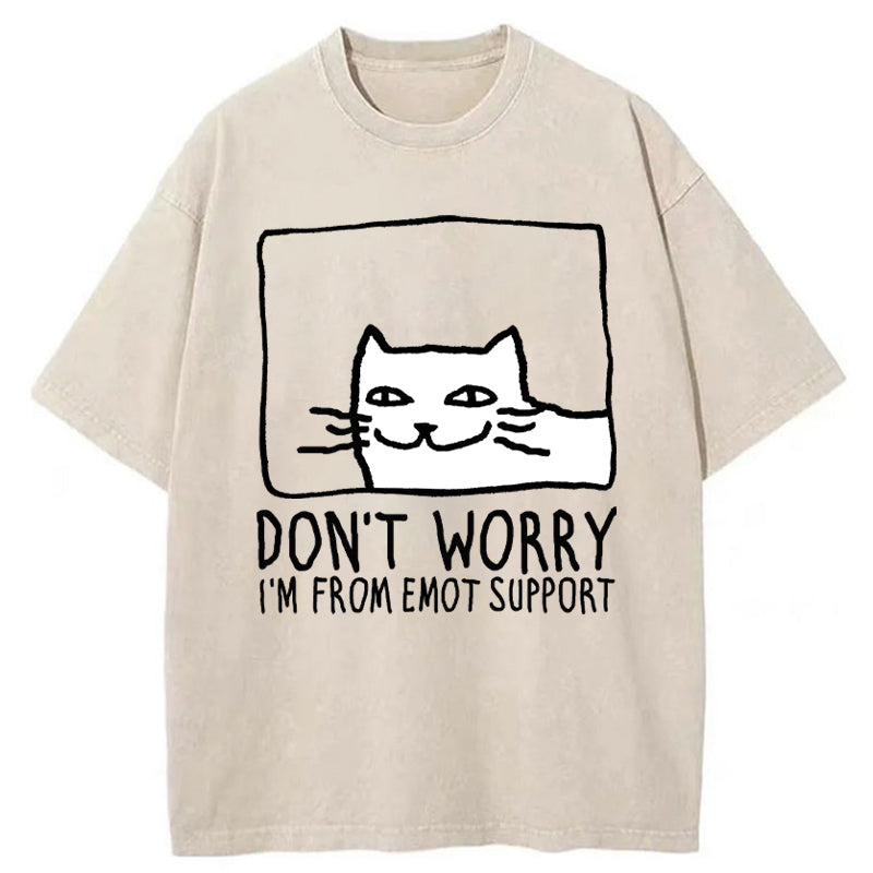 Unisex Emotional Support Cat Washed T-Shirt