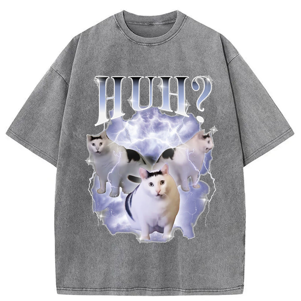 Huh Cat Chonky Ben Meme Washed T-Shirt