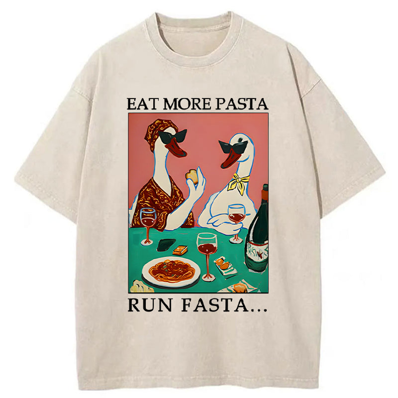 Unisex Eat More Pizza Washed T-Shirt