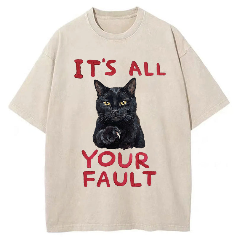 Unisex Cat's Accusation Washed T-Shirt