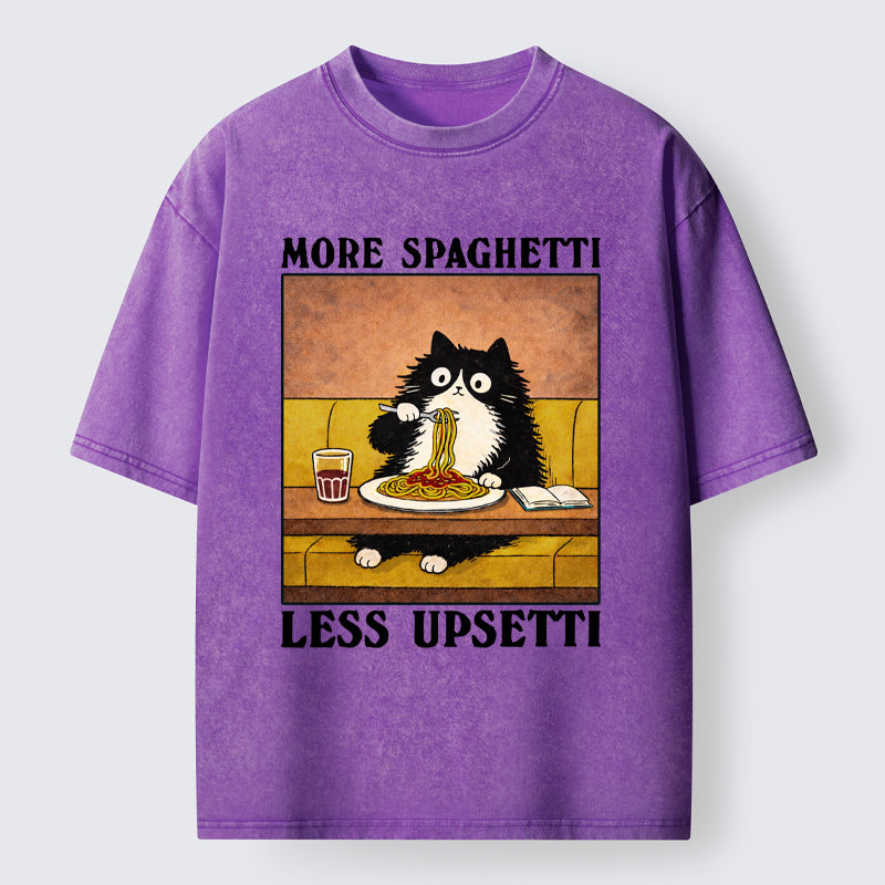 Unisex Unavailable Cat: More Spaghetti Less Upsetti Washed T-Shirt