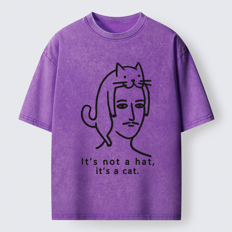 Unisex Not Hat It’s A Cat Washed T-Shirt