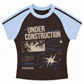Under Construction Stripe Raglan Baby Tee