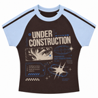 Under Construction Stripe Raglan Baby Tee