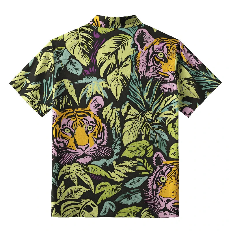 Tiger In The Jungle Button-up Shirt