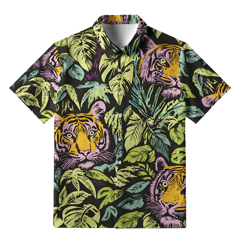 Tiger In The Jungle Button-up Shirt