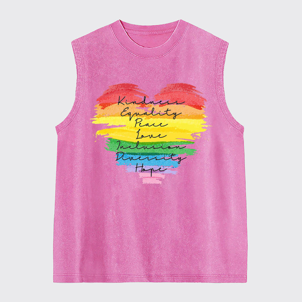 Kindness Equality Peace Love Washed Tanks