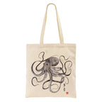 Octopus Japanese Calligraphy Tote Bag