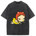 Red Hat Girl Washed T-Shirt