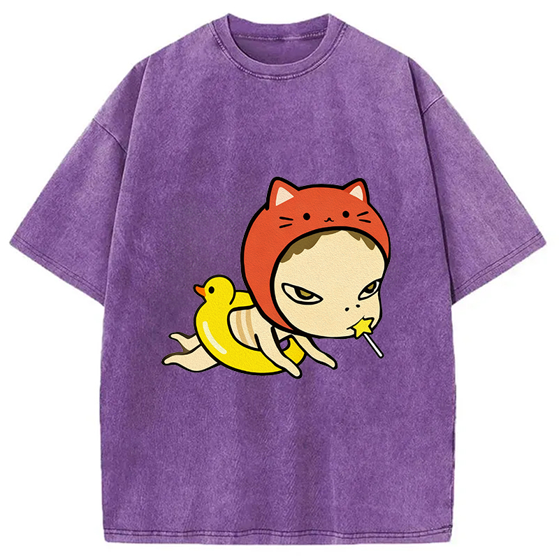 Red Hat Girl Washed T-Shirt