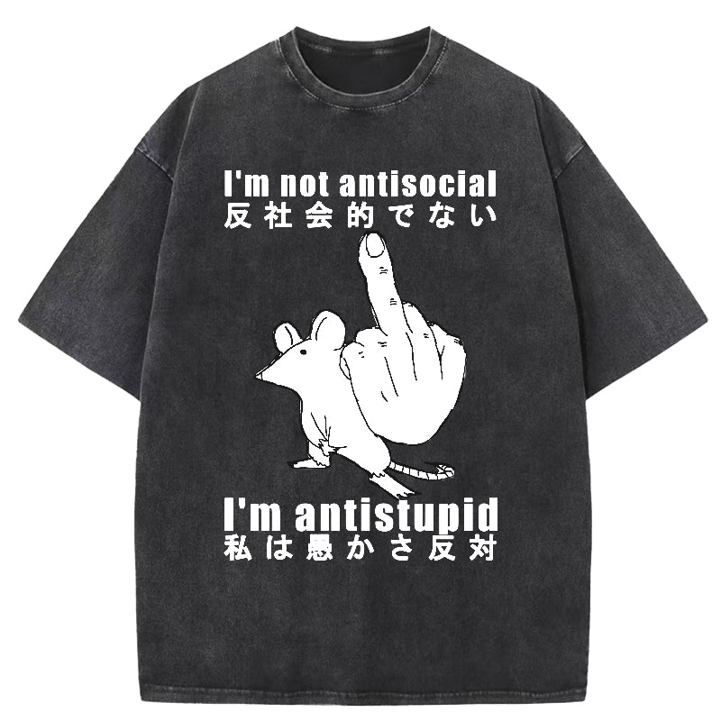 Anti-stupid Mouse Washed T-Shirt