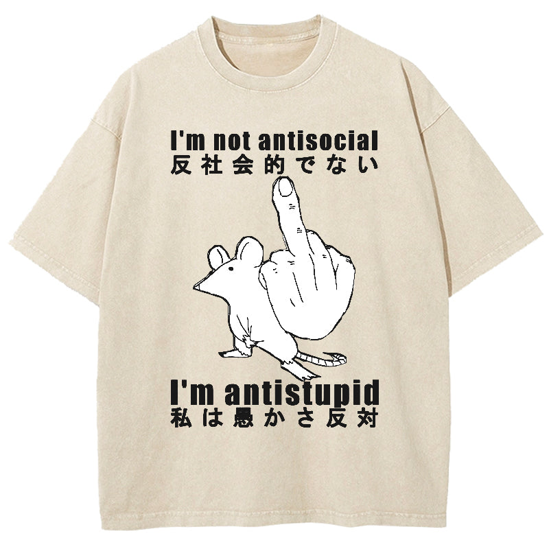 Anti-stupid Mouse Washed T-Shirt