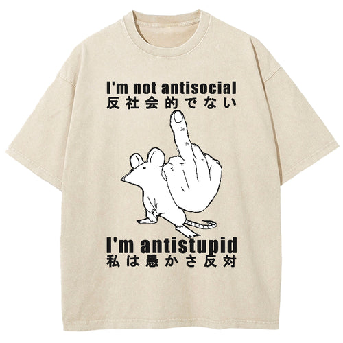Anti-stupid Mouse Washed T-Shirt