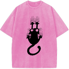 Unisex Cute Scratching Cat Vintage Washed T-Shirt