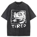 Tired Frog Funny Washed T-Shirt