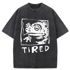 Tired Frog Funny Washed T-Shirt