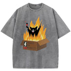 Fragile But Fraeless Cat Washed T-Shirt