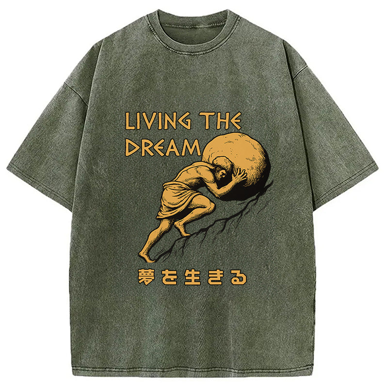 Living The Dream Meme Washed T-Shirt
