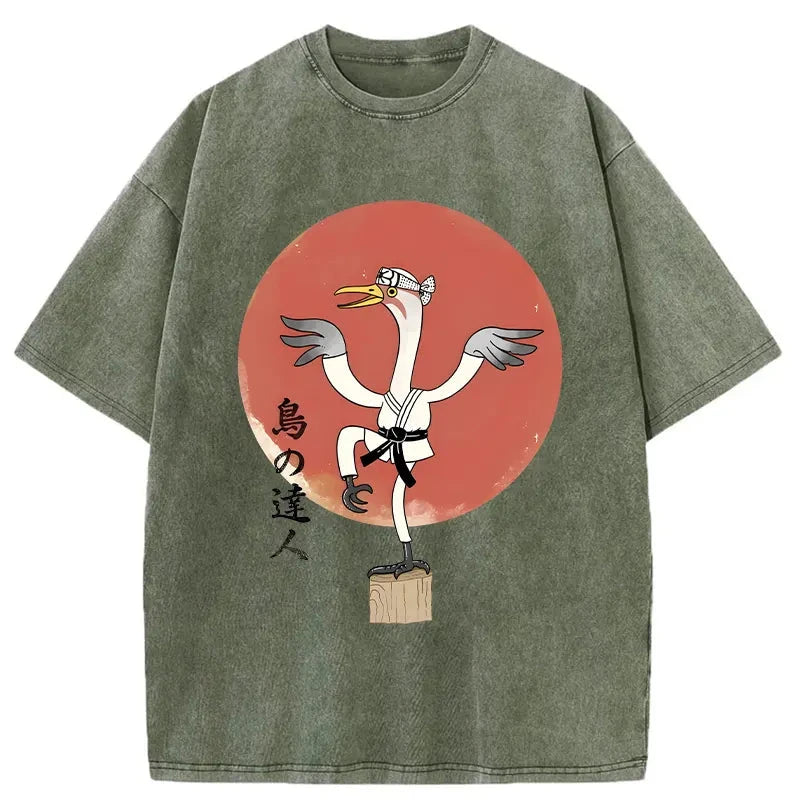 Karate Crane Japan Washed T-Shirt