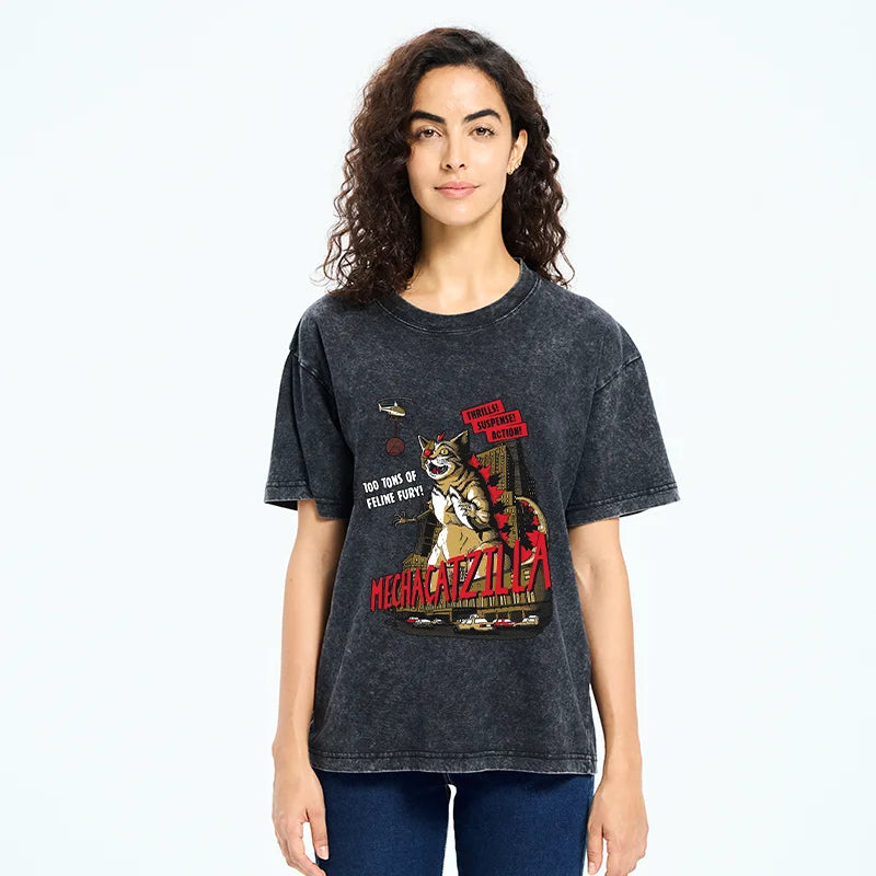 MechaCatzilla Washed T-Shirt