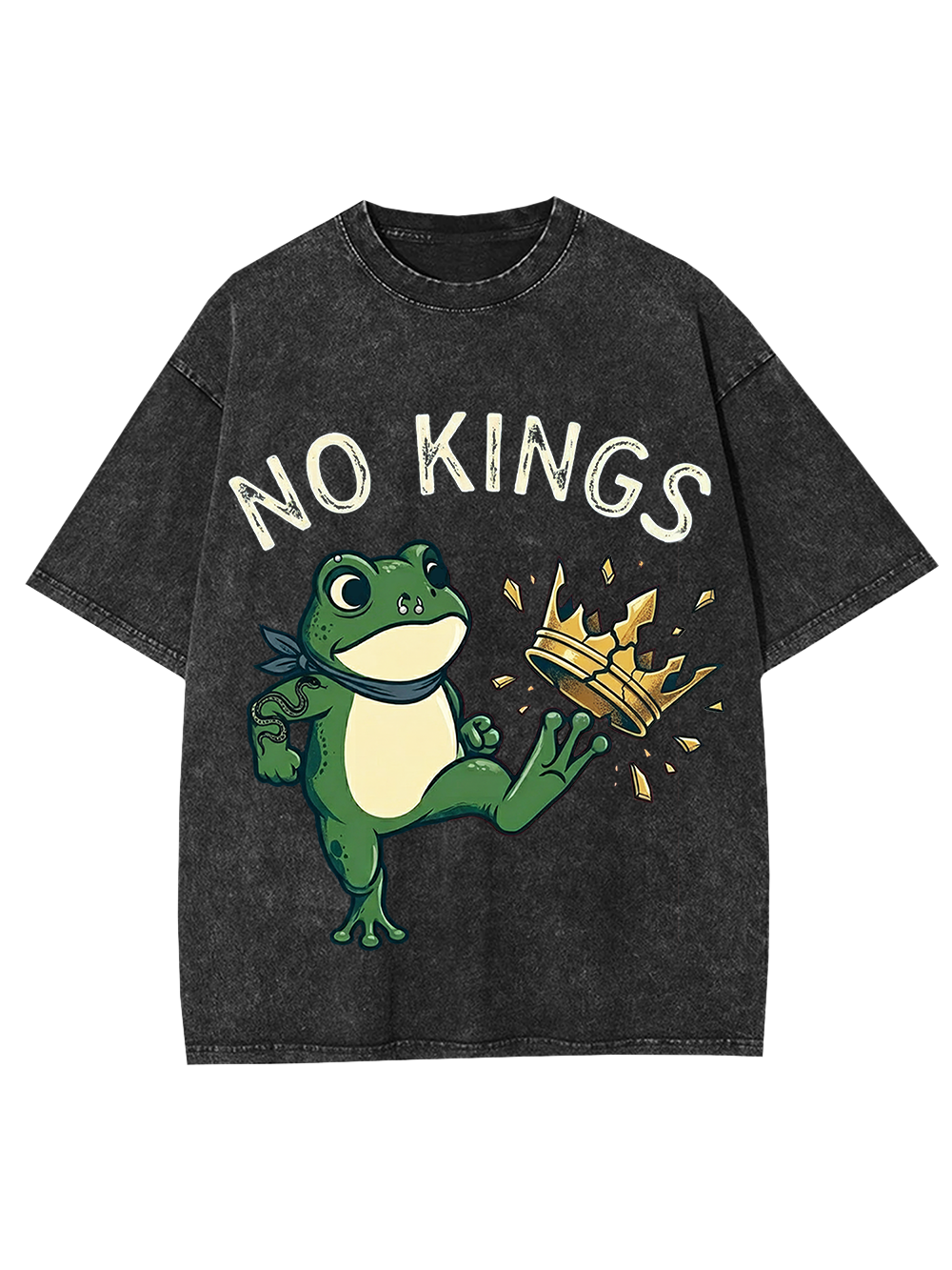Unisex Frog Against the Crown Printed Washed Tee