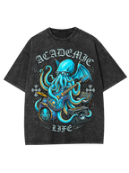 Unisex Nerdcore Kraken Printed Washed Tee