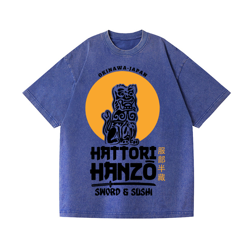 Okinawa Hattori Hanzo Komainu Vintage Wash Japanese Design T-Shirt