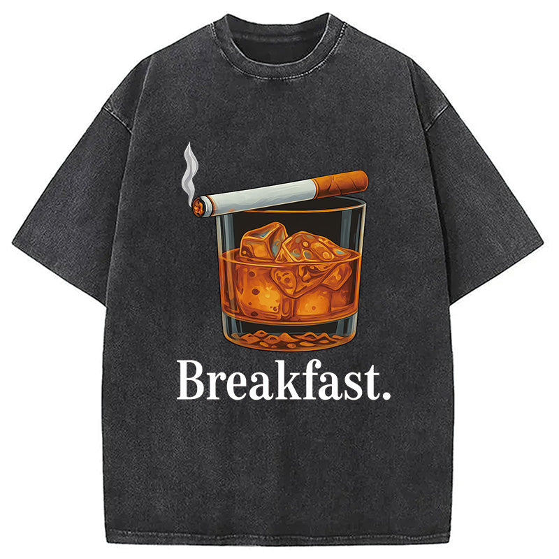 Breakfast Funny Meme Washed T-Shirt