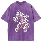 Electrocuted Skeleton Halloween Washed T-Shirt
