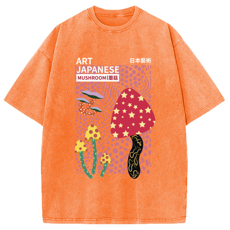 Japanese Art Mushroom Vintage Washed T-Shirt