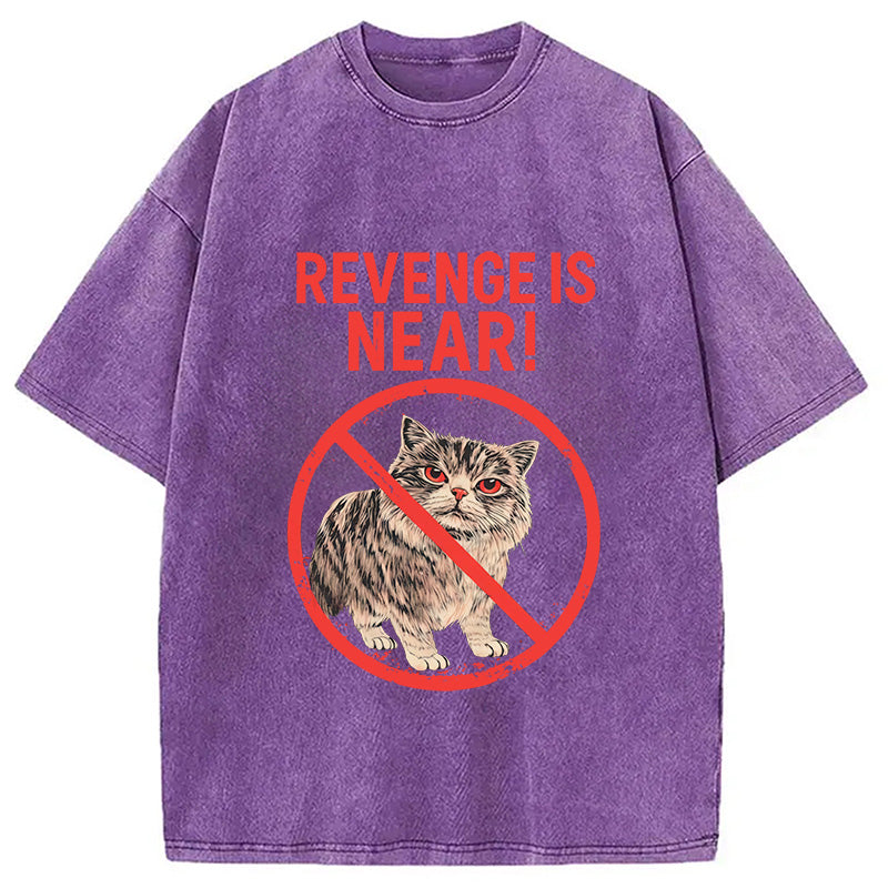 Revenge Is Near! Cat Washed T-Shirt