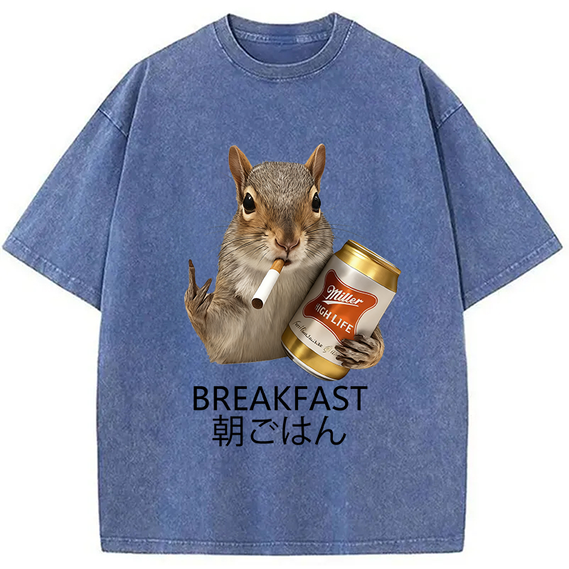 Funny Breakfast Washed T-Shirt