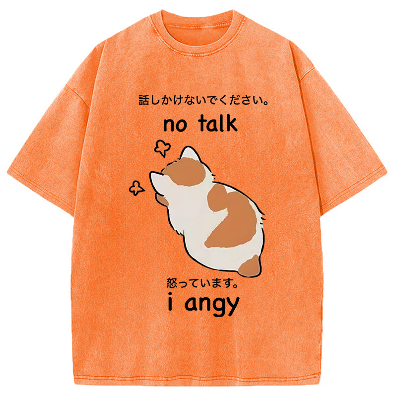 No Talk Me I'm Angy Cat Washed T-Shirt