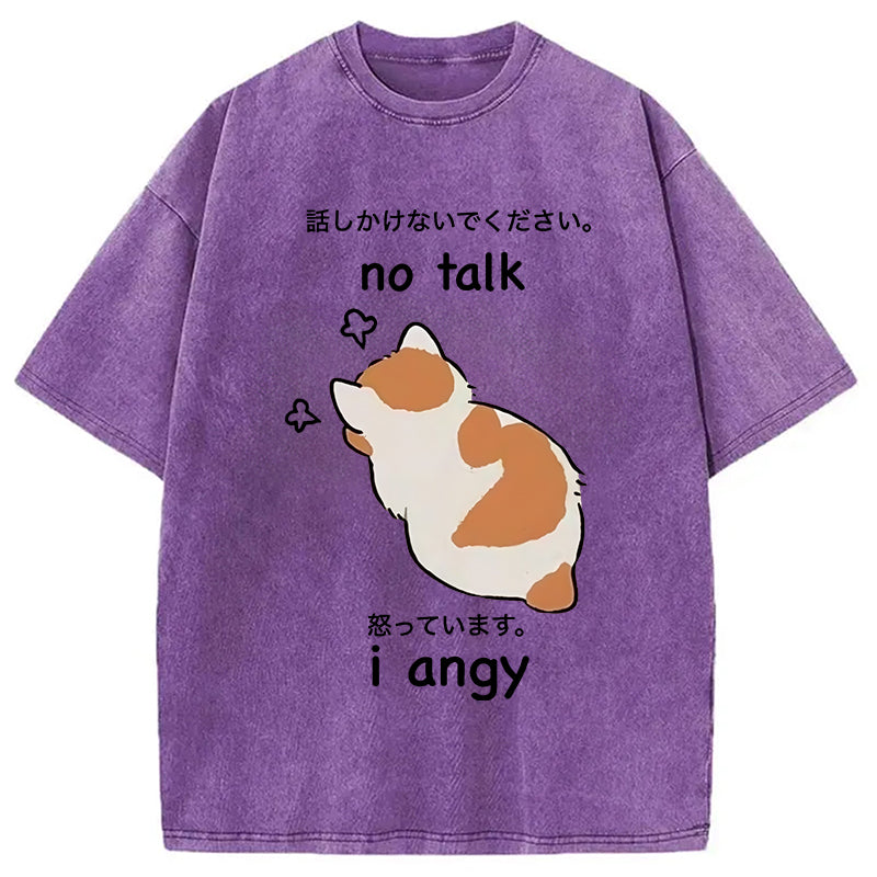 No Talk Me I'm Angy Cat Washed T-Shirt