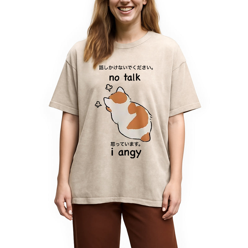 No Talk Me I'm Angy Cat Washed T-Shirt