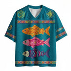 Folk Art Colorful Fish Jersey Shirts